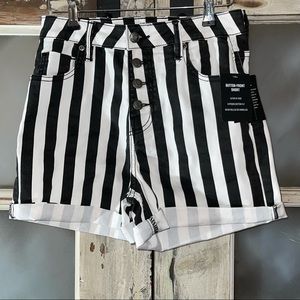 Black And White Striped Hot Pants
